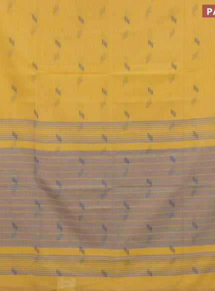 Khadi cotton sarees yellow with allover thread woven buttas and thread woven border