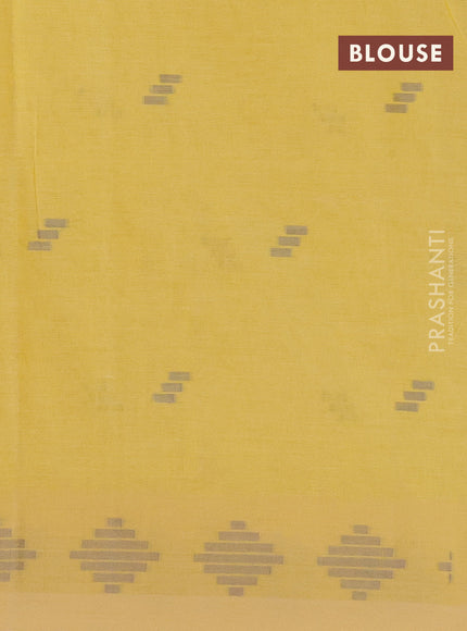 Khadi cotton sarees yellow with allover thread woven buttas and thread woven border