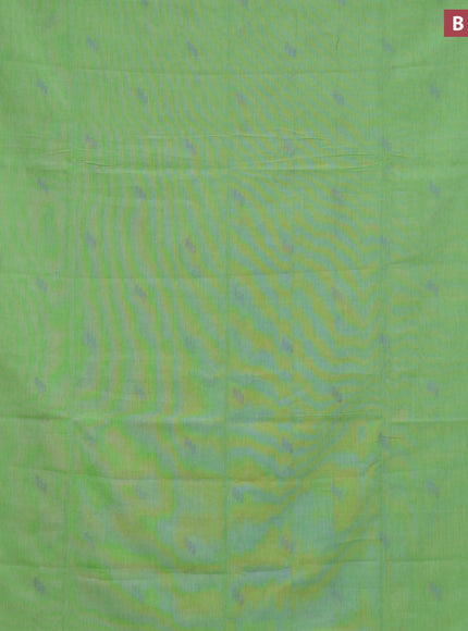 Khadi cotton sarees green shade with allover thread woven buttas and thread woven border