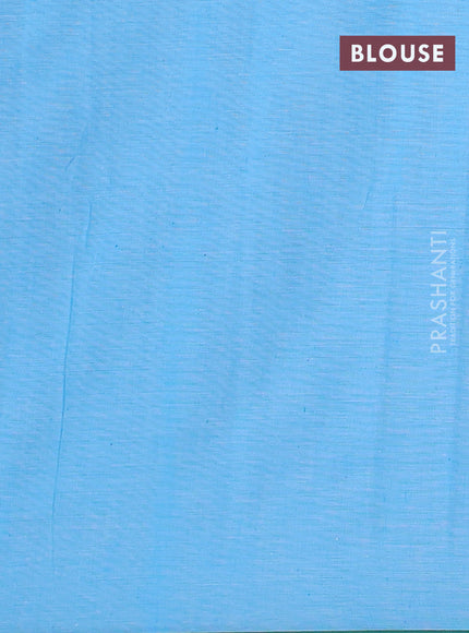 Khadi cotton sarees light blue with thread woven buttas and piping border