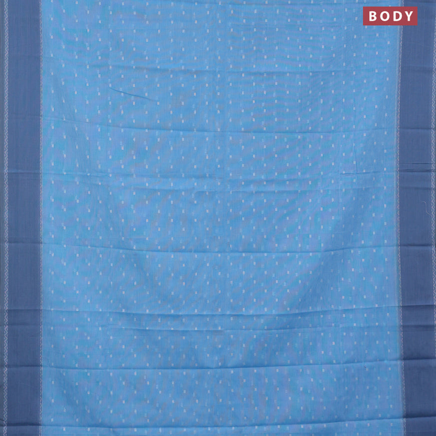 Khadi cotton sarees light blue and grey with allover thread woven buttas and thread woven border