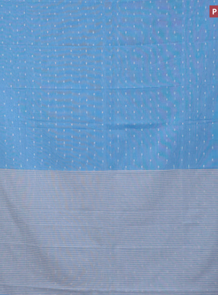 Khadi cotton sarees light blue and grey with allover thread woven buttas and thread woven border