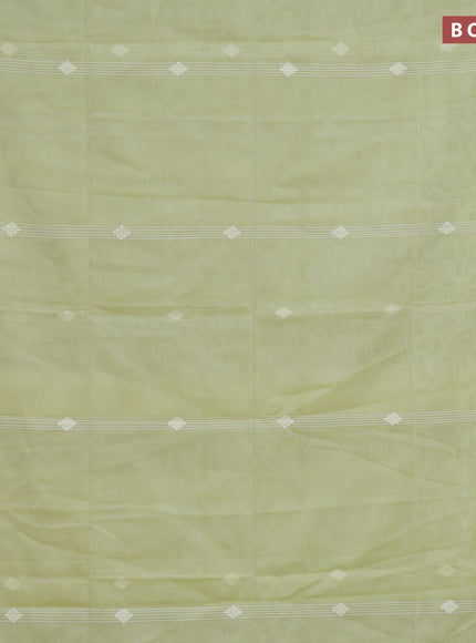 Khadi cotton sarees pista green and beige with allover thread weaves and simple border