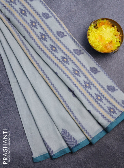 Khadi cotton sarees dual shade of grey with thread woven buttas and simple border