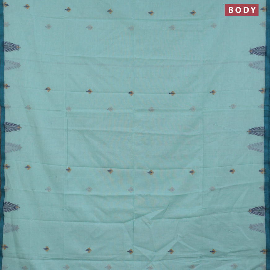 Khadi cotton sarees pastel green with thread woven buttas and simple border