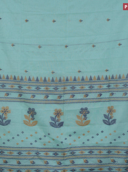 Khadi cotton sarees pastel green with thread woven buttas and simple border