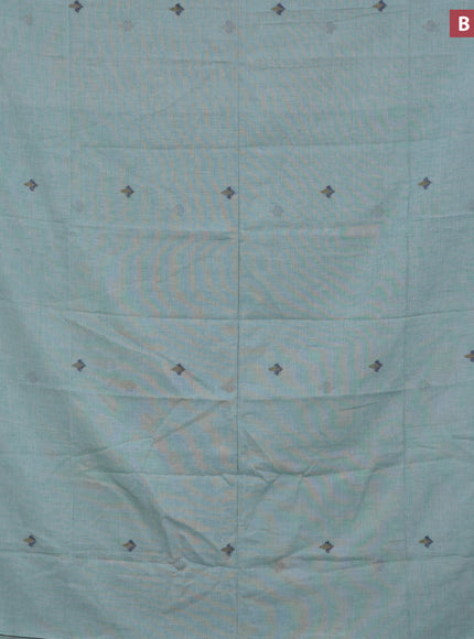 Khadi cotton sarees teal blue and teal green with thread woven buttas and simple border