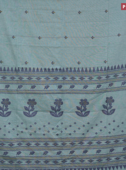 Khadi cotton sarees teal blue and teal green with thread woven buttas and simple border