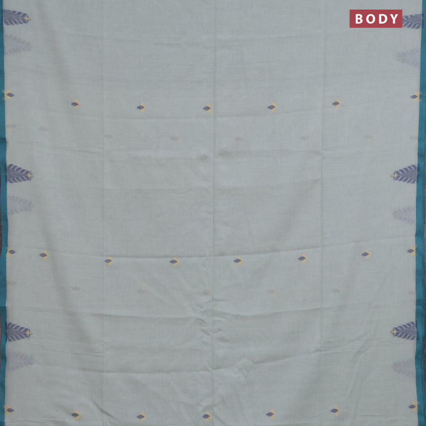 Khadi cotton sarees dual shade of grey with thread woven buttas and simple border