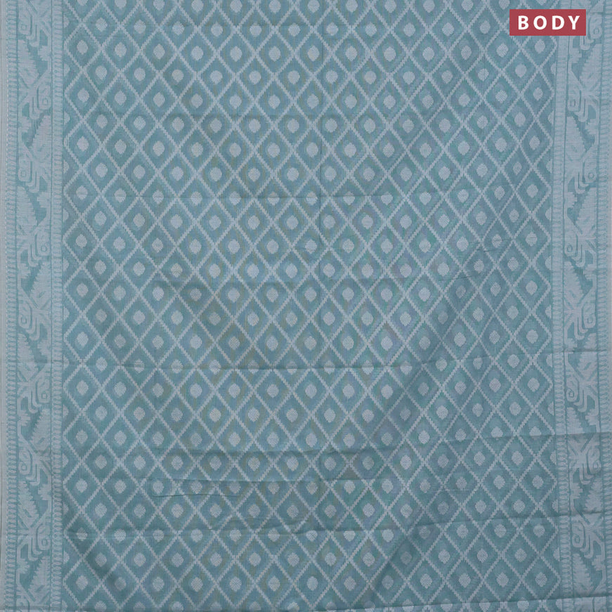 Khadi cotton sarees pastel blue with allover thread weaves and thread woven border