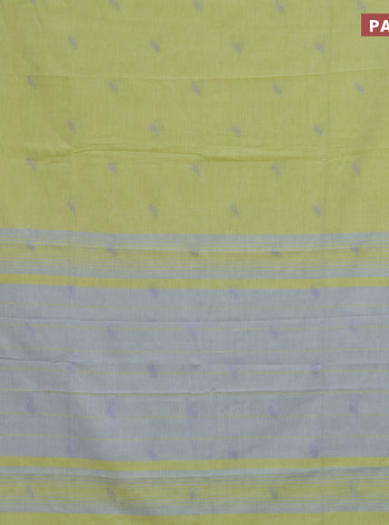 Khadi cotton sarees lime gree with thread woven buttas and simple border