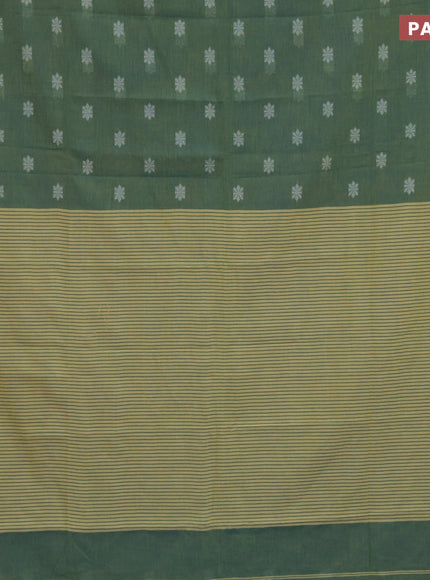 Khadi cotton sarees dual shade of green and dual shade of grey with thread woven floral buttas and simple border