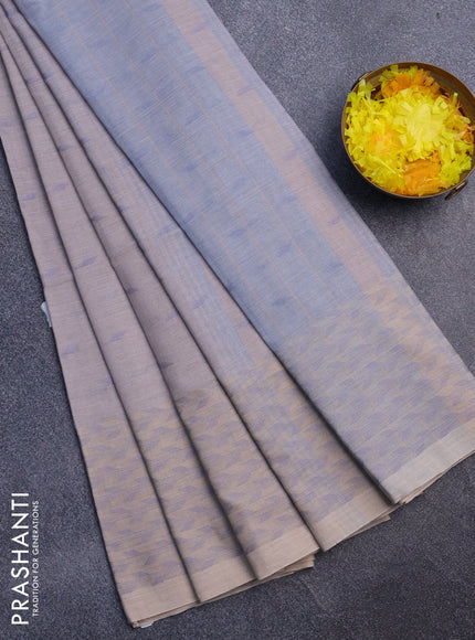 Khadi cotton sarees pastel grey with allover thread woven buttas and thread woven border