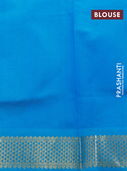 Silk cotton saree pink and cs blue with plain body and zari woven border