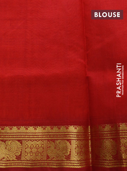 Silk cotton saree orange and maroon with plain body and rich zari woven border