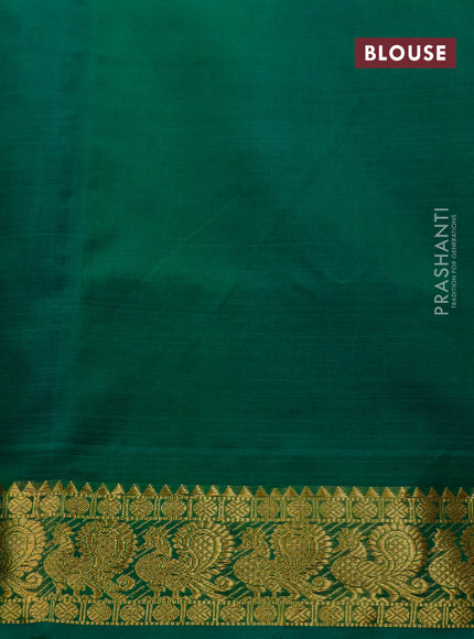 Silk cotton saree candy pink and green with plain body and annam zari woven border