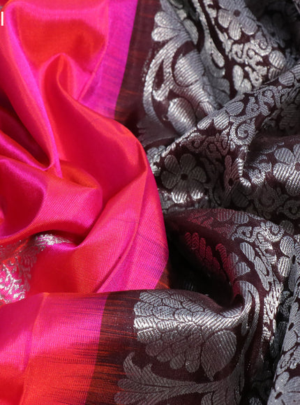 Venkatagiri silk saree csndy pink and purple with silver zari woven buttas and long silver zari woven annam border