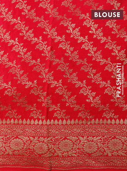 Pure banarasi crepe silk saree black and red with allover thread woven butta weaves and woven border