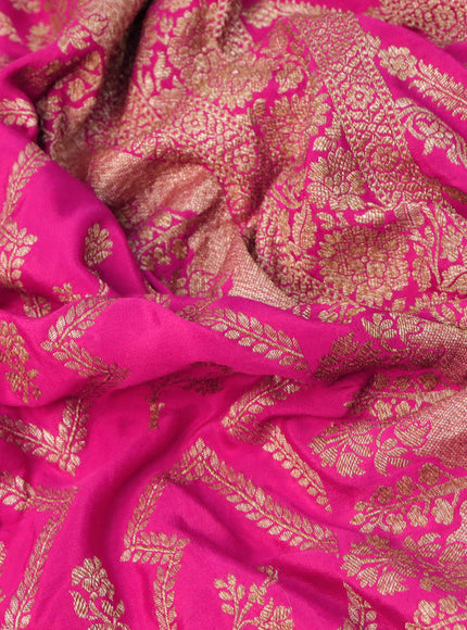 Pure banarasi crepe silk saree pink with allover thread weaves and woven border