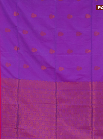 Semi soft silk saree purple and pink with copper zari woven buttas and zari woven butta border