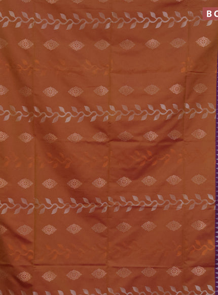 Semi soft silk saree dual shade of greenish pink and dual shade of purple with allover zari weaves and zari woven border