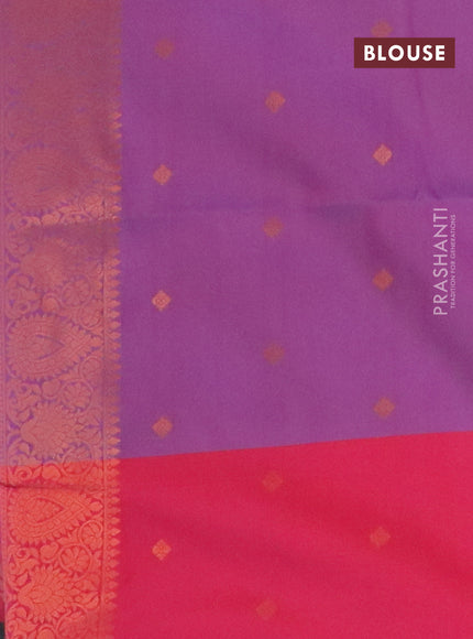 Semi soft silk saree dual shade of purple and pink with copper zari woven buttas and zari woven border