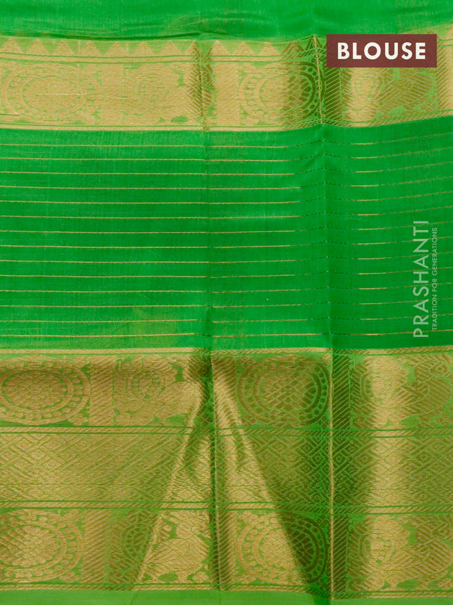 Mangalgiri silk cotton saree honey shade and light green with plain body and zari woven border