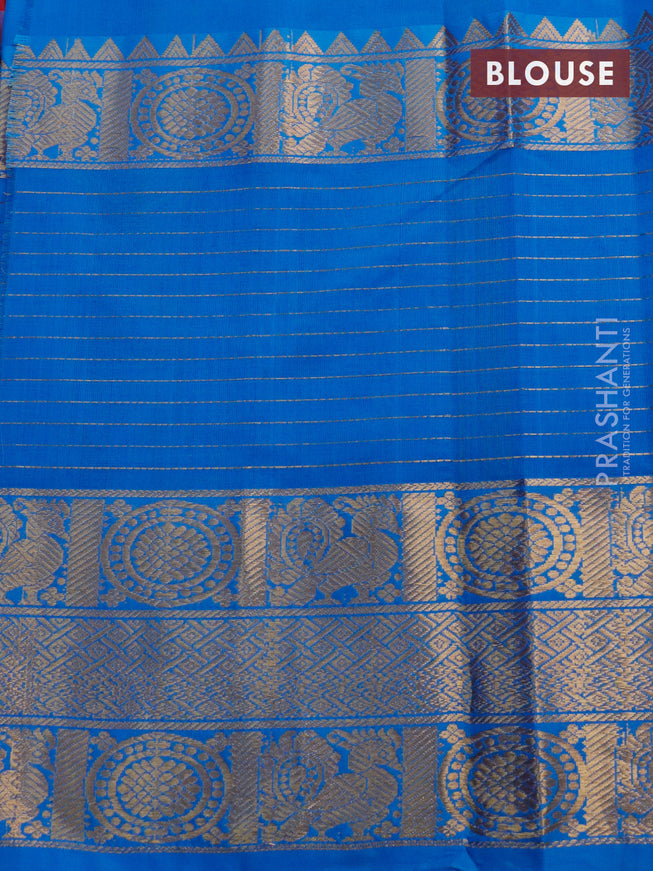 Mangalgiri silk cotton saree pink and cs blue with plain body and long zari woven border