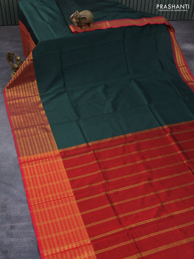 Mangalgiri silk cotton saree pastel grey and red with plain body and long zari woven border