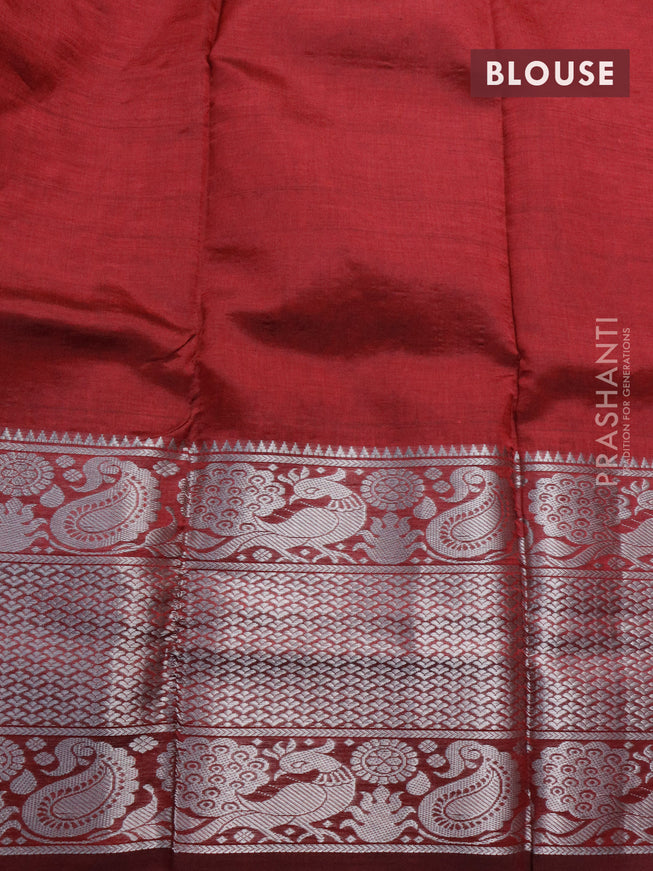 Mangalgiri silk cotton saree maroon with allover silver zari weaves and long silver zari woven border