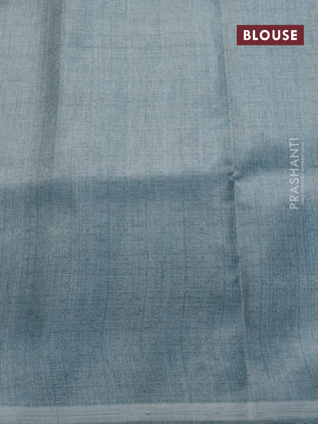 Organza saree grey with allover zari weaves and simple border