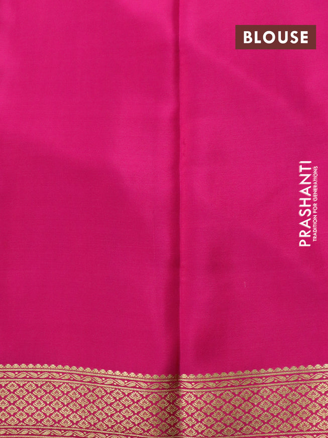 Pure mysore silk saree light blue and pink with allover small zari woven checked pattern and zari woven border