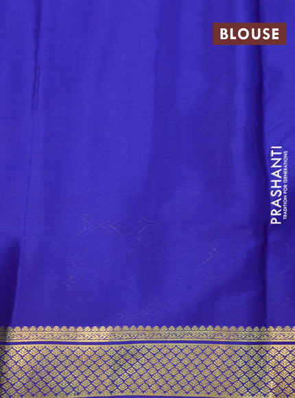 Pure mysore silk saree blue and dark blue with allover zari checks & buttas and zari woven border