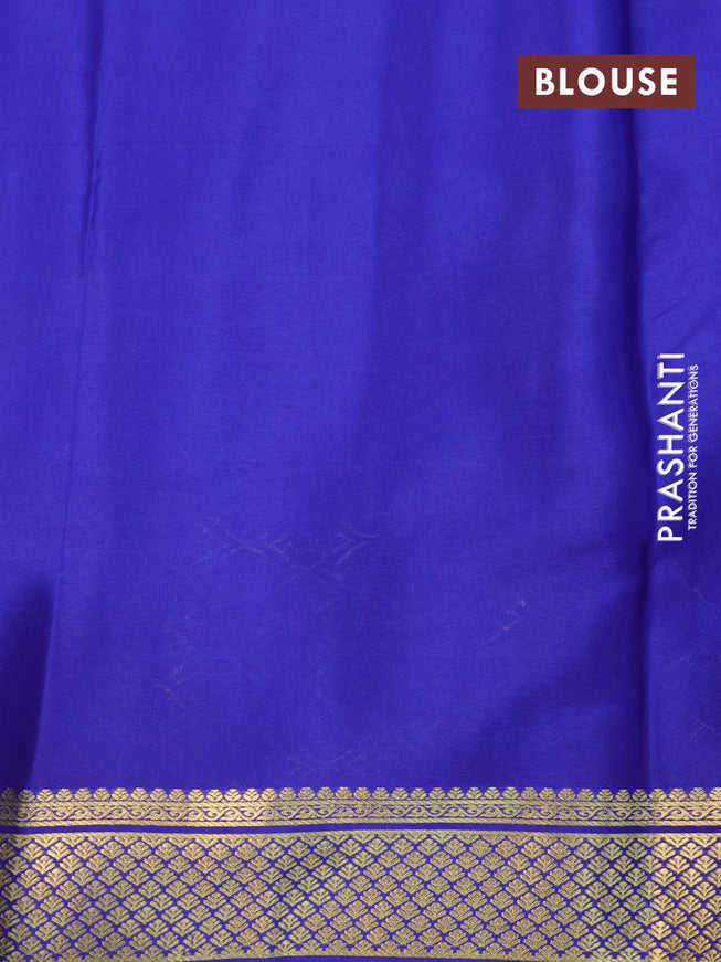 Pure mysore silk saree blue and dark blue with allover zari checks & buttas and zari woven border