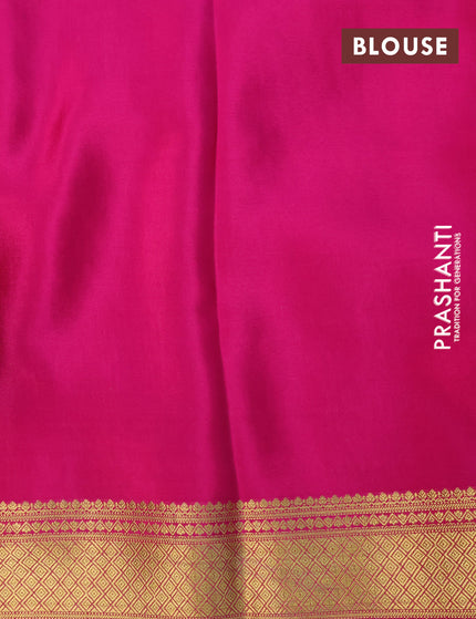 Pure mysore silk saree black and pink with allover small zari checks & buttas and zari woven border