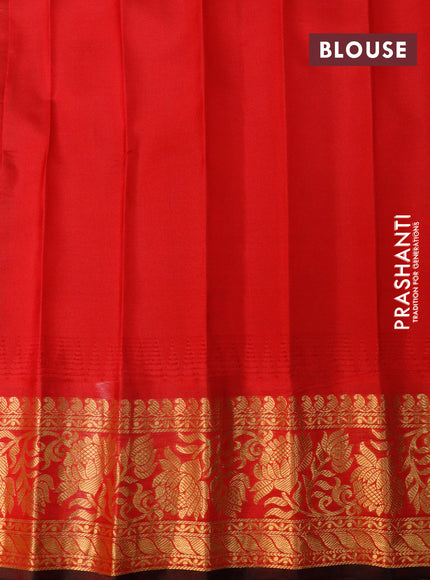 Pure gadwal silk saree blue and red with zari woven buttas and rich zari woven border