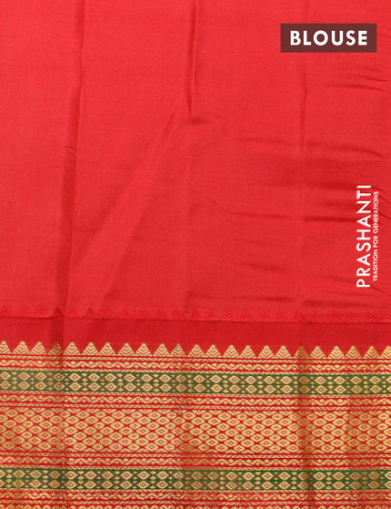 Pure gadwal silk saree blue and red with zari woven buttas and zari woven border