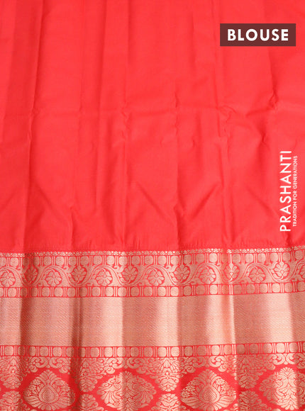 Semi gadwal saree black and red with copper zari woven buttas and long zari woven border