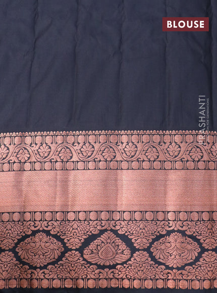 Semi gadwal saree blue and black with copper zari woven buttas and long zari woven border