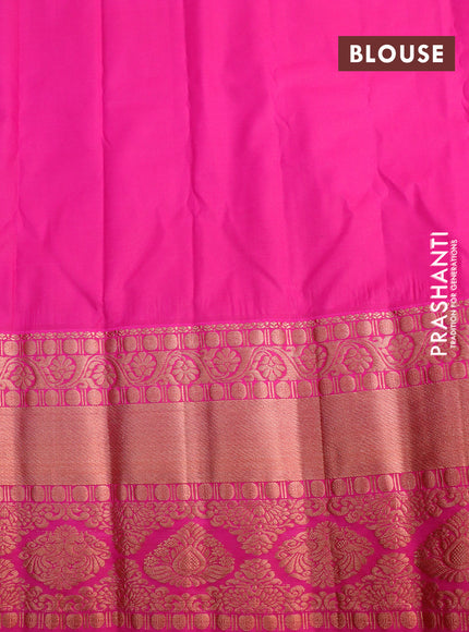 Semi gadwal saree teal green and pink with copper zari woven buttas and long zari woven border