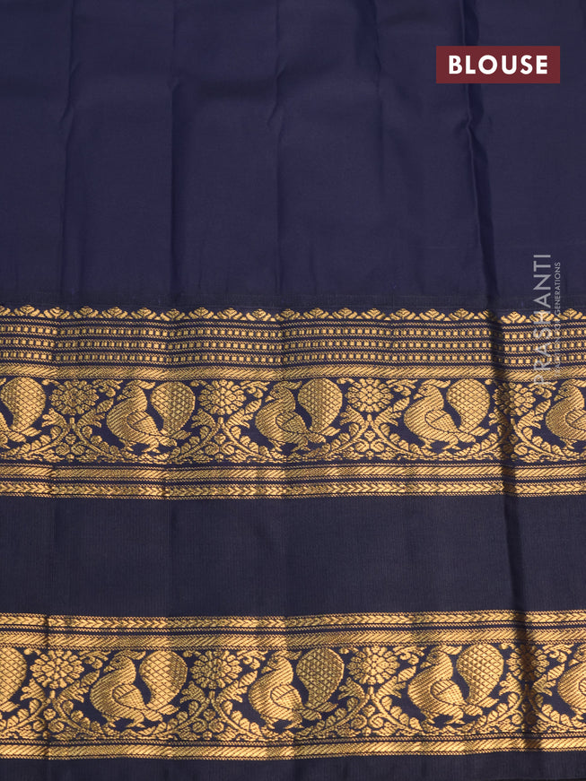 Semi gadwal saree light blue and navy blue with zari woven buttas and long rettapet zari woven border