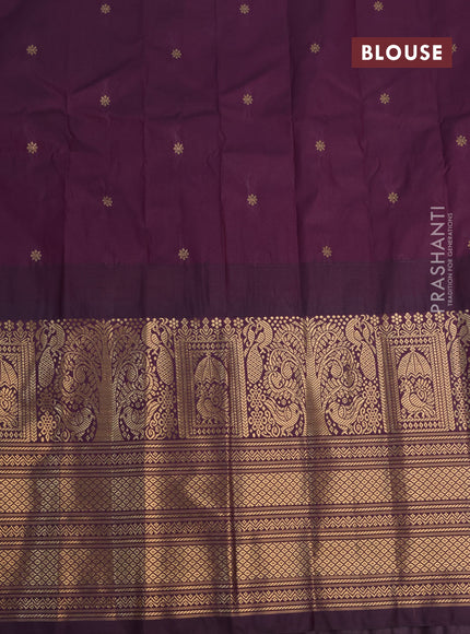 Semi gadwal saree pink and deep purple with allover zari weaves & buttas and temple design long zari woven border