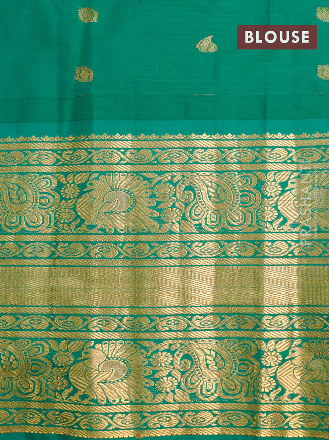 Semi gadwal saree pink and green with allover checked pattern & zari buttas and temple design long zari woven border