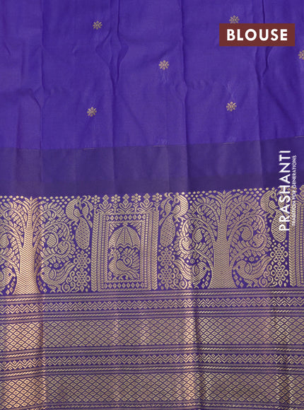 Semi gadwal saree pink and blue with allover checked pattern & zari buttas and temple design long zari woven border