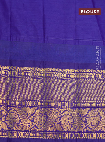 Semi gadwal saree pink and blue with allover checked pattern & zari buttas and temple design zari woven border