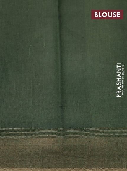 Pure tussar silk saree grey shade and sap green with allover floral prints and zari woven border