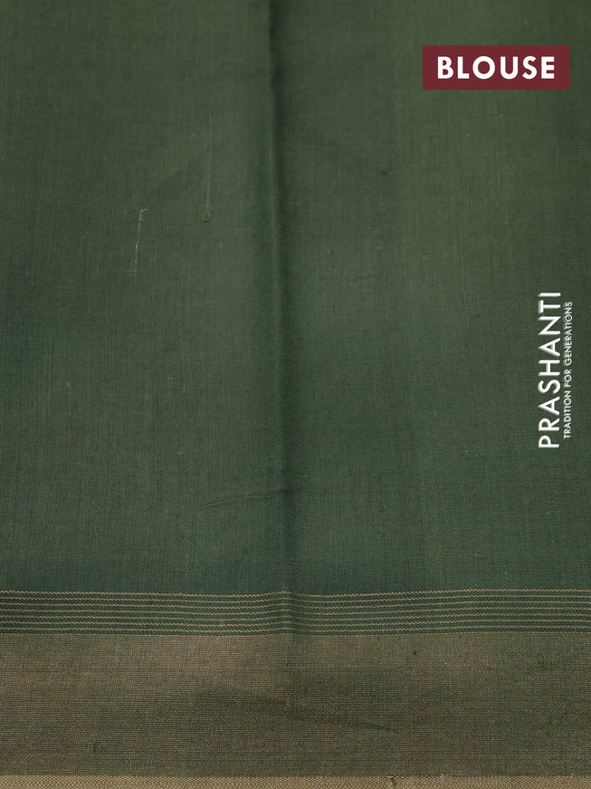 Pure tussar silk saree grey shade and sap green with allover floral prints and zari woven border