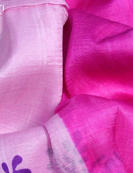 Bishnupuri silk saree light pink and purple with butta prints and printed border