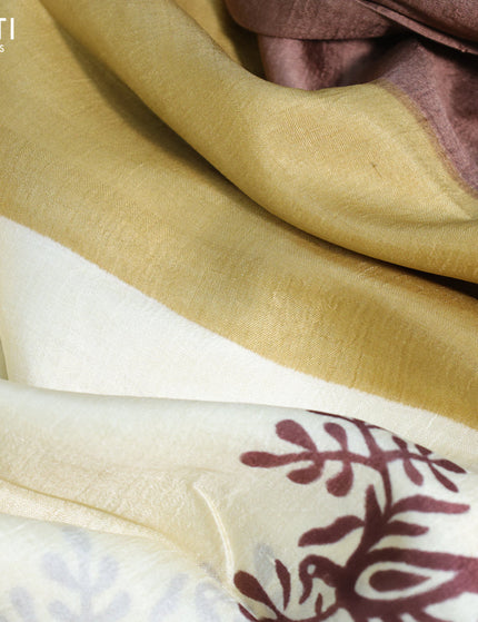 Bishnupuri silk saree cream and brown with butta prints and printed border