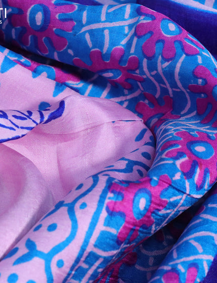 Bishnupuri silk saree light pink and cs blue with butta prints and printed border